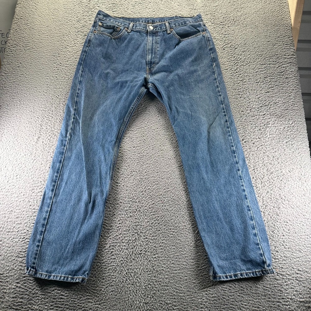 Levi's 505 Jeans Mens 36x33 Blue Cotton Denim Straight Faded Stonewash Workwear
